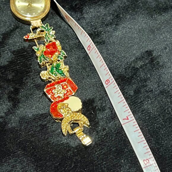 Jennie B Quartz Gold Plated Ladies Christmas Wrist Watch w/Sliding Charms - Picture 6 of 6